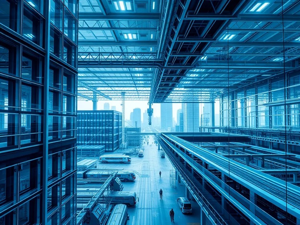A high-tech industrial architectural view of a modern city d