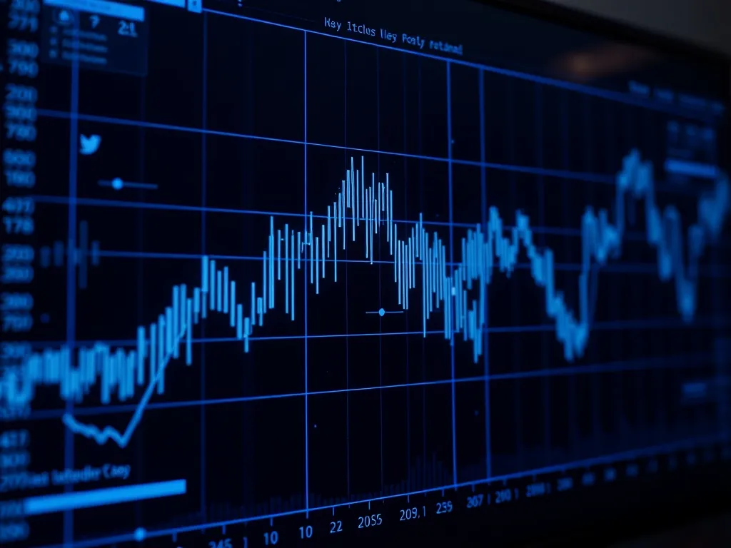 High-tech financial data visualization on a dark screen, blu